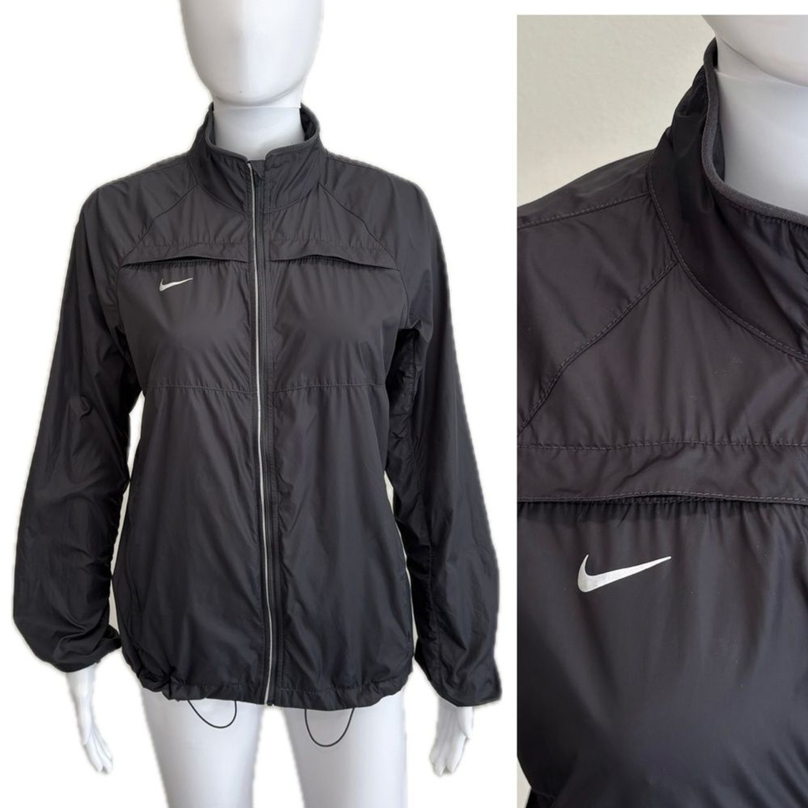 SACAI X NIKE Giacca a vento Nike nera nylon running full zip donna taglia M riflettente