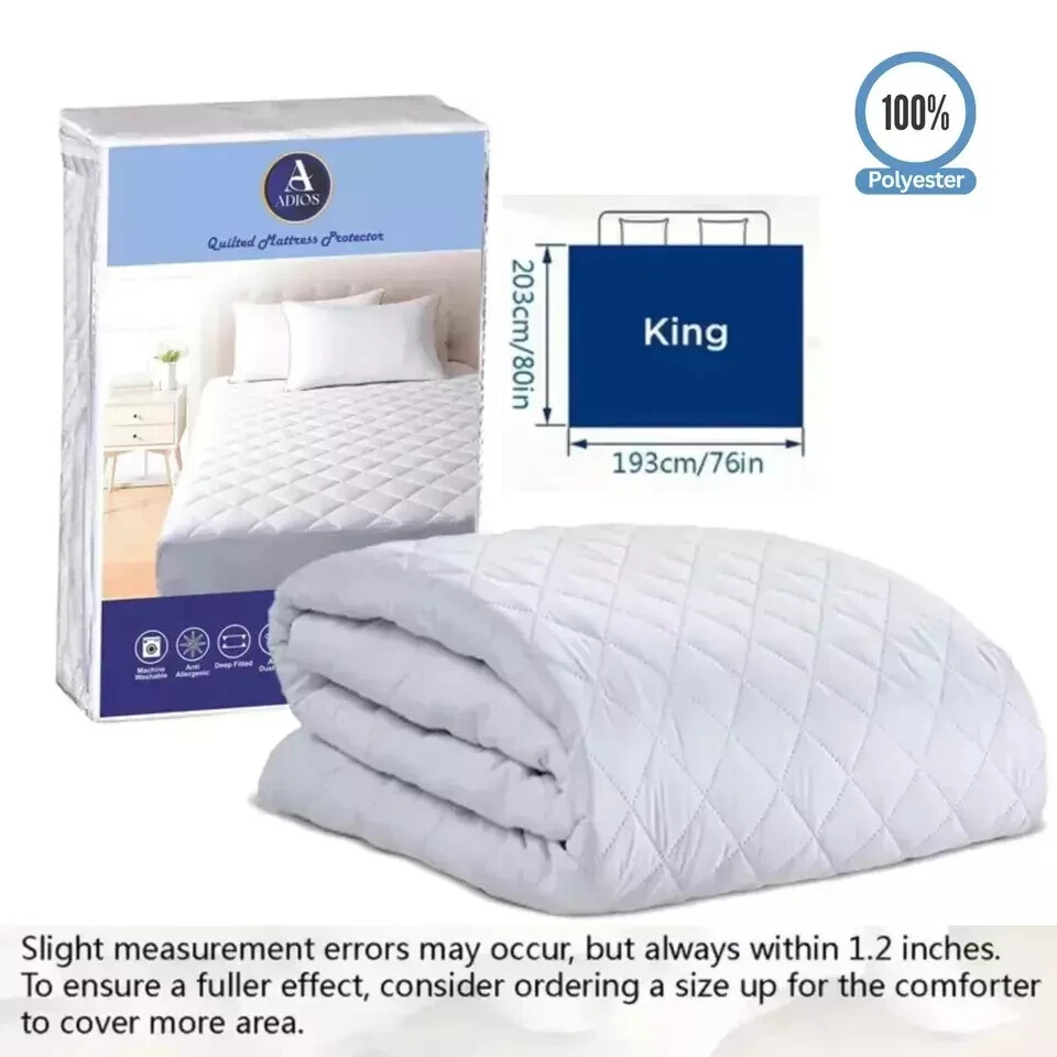 Quilted Mattress Protector, mattress pad Mattress Cover - KING Size-image