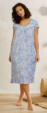Nwt 78 EILEEN WEST Blue/Pink Paisley Floral SOFT Modal Knit Waltz Nightgown M
