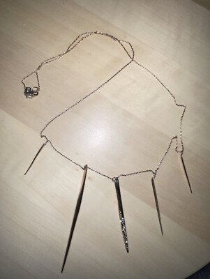Alexis Bittar Crystal Encrusted Long Spear Necklace Gold Tone