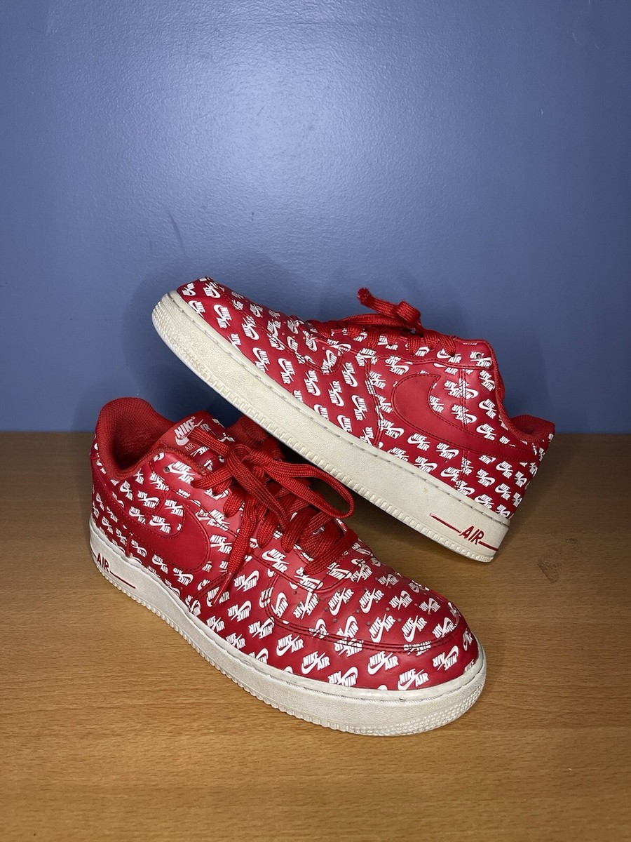 Size 10.5 - Nike Air Force 1 07 QS Low All Over Logo Red | eBay display picture 3