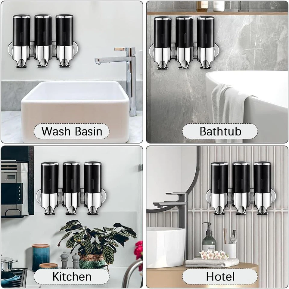 Dispensador De Champú Y Acondicionador De Pared De 3 Cámaras Para Baño NUEVO US Foto 2 de 4