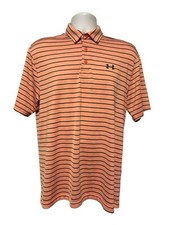 Under Armour Men  s Striped The Playoff Polo Salmon Colored Polo Shirt M