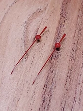 2 Genuine Factory NOS Accutron 218-219 Red Painted 1.35mm High Post Second Hands