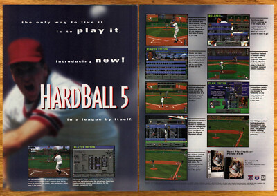 Hardball 5 Accolade PS- 2 Page Video Game Print Ad / Poster Promo Art 1996