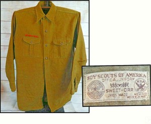 Vintage-Boy-Scouts-Wool-Long-Sleeve-Uniform-Shirt-Sweet-Orr-NRA-Tag-1932-1937
