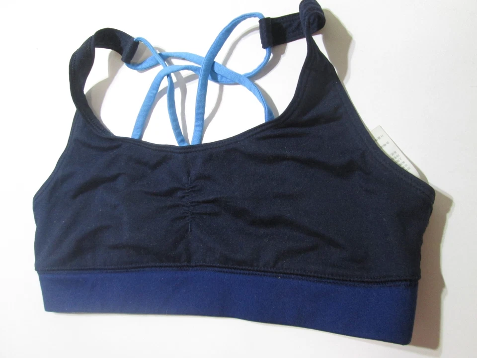 Sujetador deportivo Hollister talla XS azul marino inalámbrico sin forro espalda cruzada pulóver transpirable Foto 3 de 4