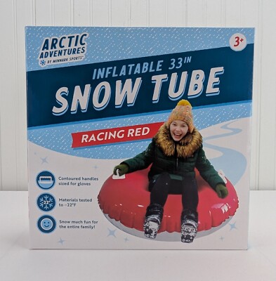 Artic Adventures Inflatable 33'' Snow Tube Racing Red Contoured Handles New