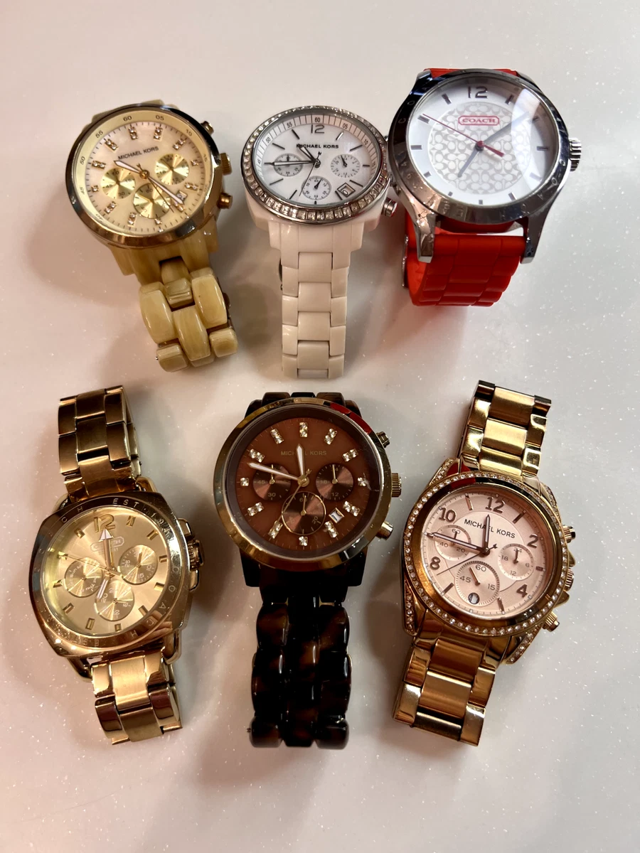 Lot of 6 Women s Designer Watches Michael Kors Coach Great Condition