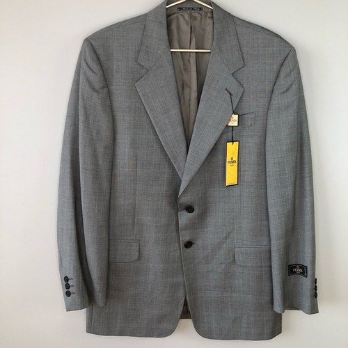NWT Vintage Fendi Men's Lightweight Lana Wool Plaid Blazer 52R XL - Picture 16 of 16