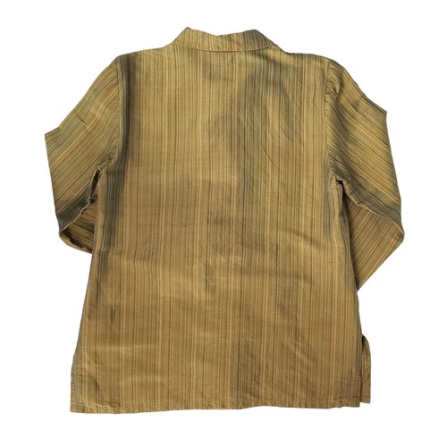 Spenser Jeremy 100% Silk Striped Button Blouse Tunic Womens L Retro Tan Green - Picture 5 of 11