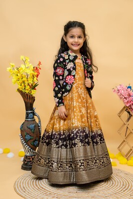 Gown For kids Wedding frock coat 3pc setgirl traditional Indian kids dress 
