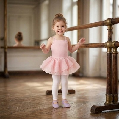 Girls Pink Ballet Dress Cotton Stretch Toddler Dancewear Size 110cm Outfit Kids