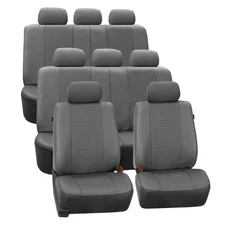 FH Group Universal Fit 3-Row Faux Leather Car Seat Covers for SUV Van 8 Seater