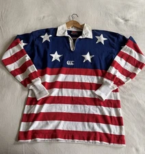 VTG 90’s Canterbury USA Flag Heritage Long Sleeve Rugby Polo Sz 42 (large) Mens