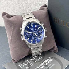 Bulova Men's Marine Star Blue Dial Stainless Steel 43MM Chronograph Watch-96B256