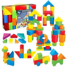 Foam Building Blocks Set for Toddlers 1-3 Years, 81 Soft Stacking Pieces