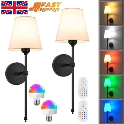 2x Wireless Battery Operated Wall Lights Wall Sconces RGB Dimmable LED Wall Lamp - Image 1 of 4