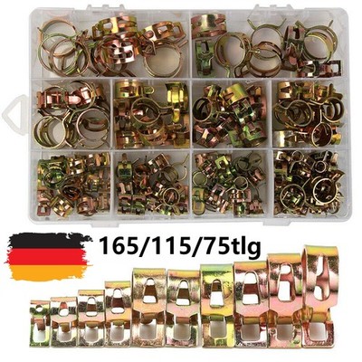 165/75tlg Schlauchschellen Sortiment Schlauchklemmen Set Edelstahl 6mm - 22mm