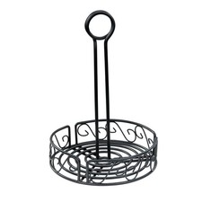 Winco WBKH-7R 7.5" dia. Black Round Condiment Caddy - 1 Doz