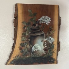 Handpainted Cottage Core Live Edge Wood Slab Wall Hanging Folkart Cottagecore