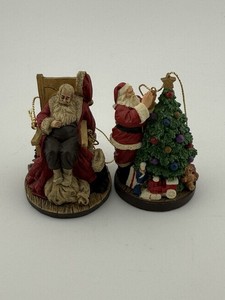Norman Rockwell Celebration of Santa Ornaments 1994 Hamilton Collection Pair