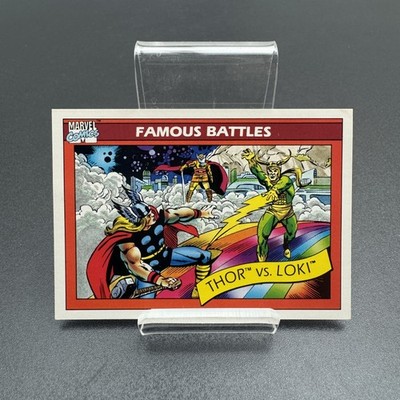 1990 Impel Marvel Universe Series 1 #122 Famous Battles Thor vs. Loki Card NM