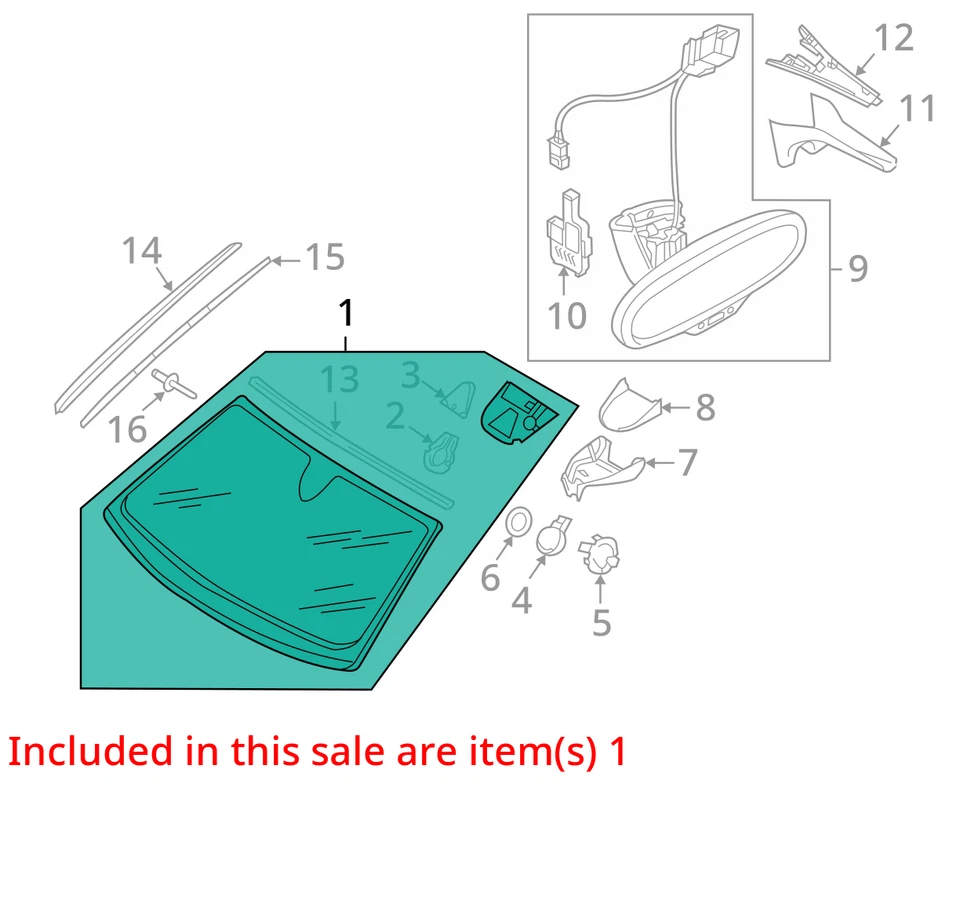 (LOCAL PICKUP ONLY) Windshield Glass With Head-up Display Opt KS1 Fits 12-18 AUD - Image 3 of 4