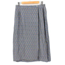 Vintage Melrose Collectibles Silk Skirt PL Petite Blue Geometric Midi Size PL