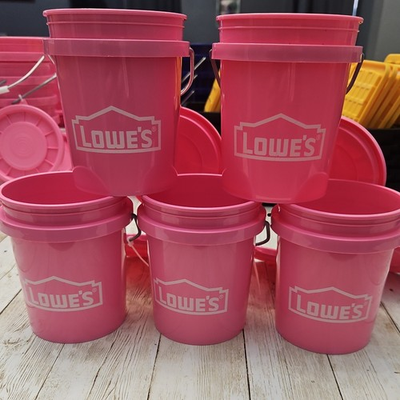 #ad 5x Lowe#x27;s Pink 0.42 qt Plastic Mini Buckets with Snap Lids Viral TikTok Rare $24.99