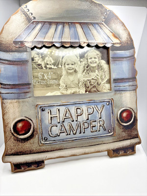 Happy Camper Picture Frame 6x4 Vintage Camper Shape Camping RV Gift