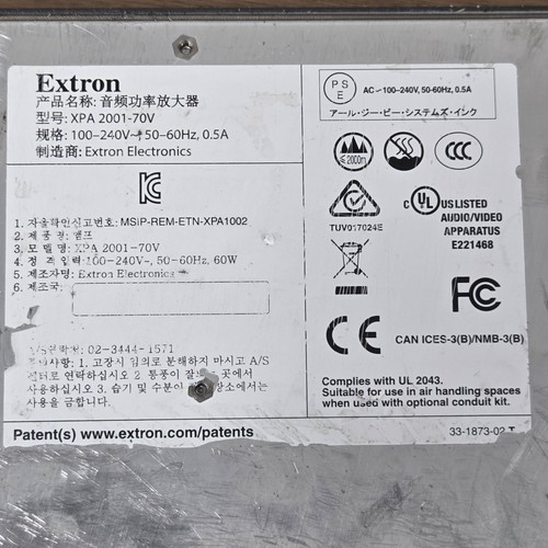 Extron XPA 2001-70V 200W Audio Amp Amplifier-Powers On - Untested - Picture 6 of 6