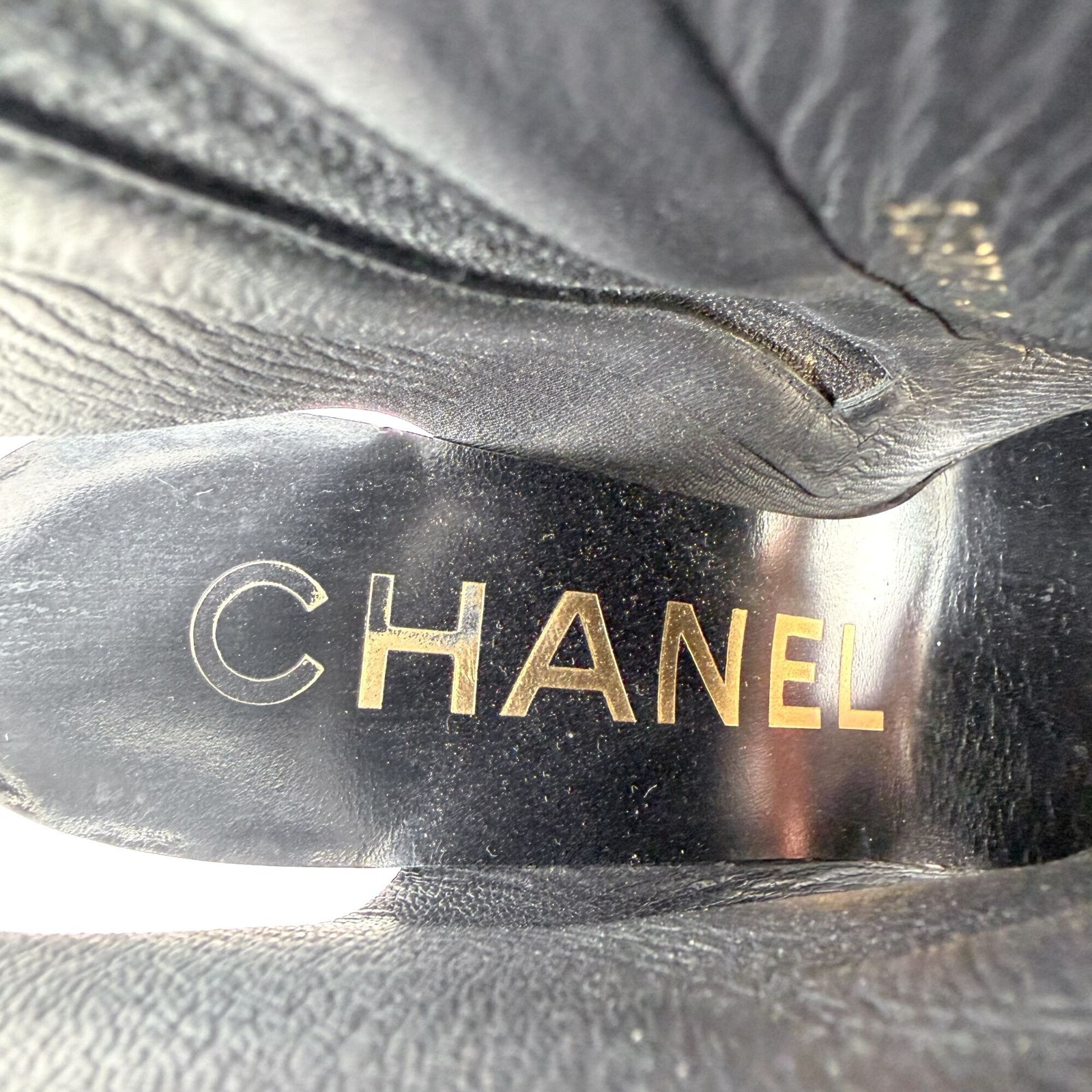 Chanel Black Leather Peep Toe CC Wedge Heel Ankle Booties Shoes Size 39 US 8–8.5 thumbnail 14