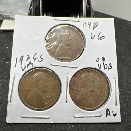 3 Coin Wholesale Lot Lincoln Wheat Cents 1926 S VF 1909 P VG 1909 P VDB AG