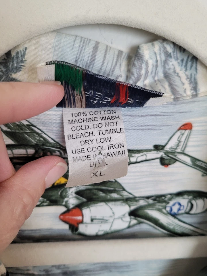 Vintage Aloha Republic Hawaiian Shirt Airplane Aviation Short Sleeve XLarge XL - Image 3 of 4