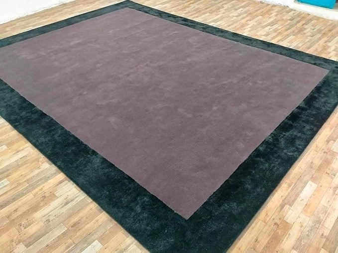 Solid Color Hand Tufted Viscose/Wool Area Rug in White Carpet, Luxury Carpet - Image 3 of 4