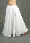 White 2 Layer Reversible 1 Slit Skirt Belly Dance Costume 9 Yard Full Circle