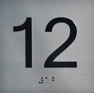 12TH Floor Elevator Jamb Plate Sign with Braille and Raised ...--REF24-1027