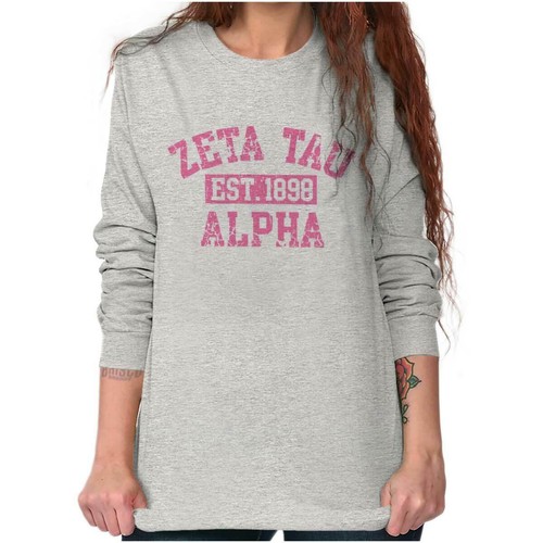 Varsity College Zeta Tau Alpha Sorority Gift Long Sleeve Tshirt Tee for Women - Picture 2 of 7
