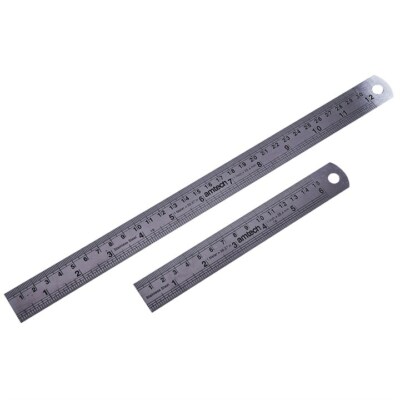 2-tlg. STAHLLINEAL SET 6'' 12'' 150mm 300mm MESSLINEAL INGENIEURE AMTECH P5170