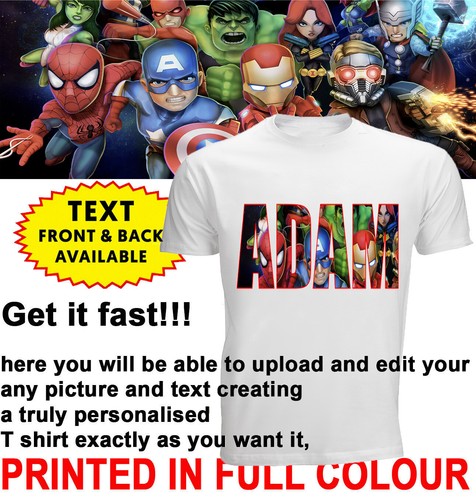 Personalised T shirt MARVEL NAME Word 
