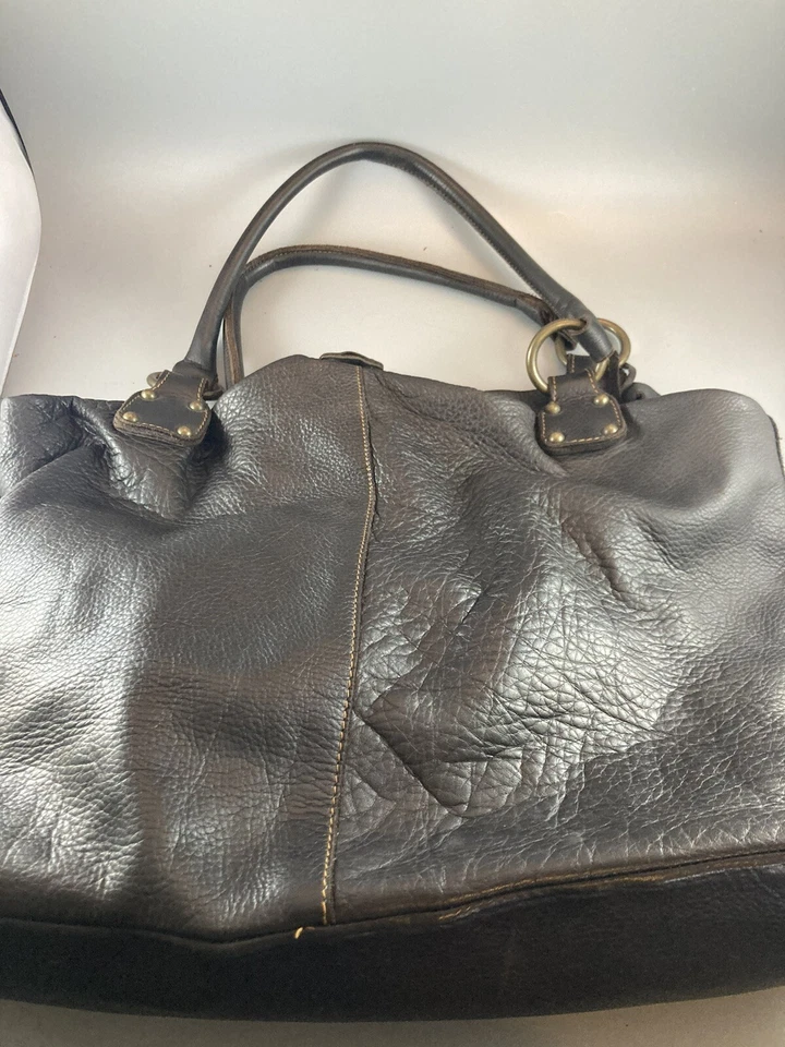 CATERINA LUCCHI Bolso de Mano Italiano de Cuero Grande Hobo Bolso Cartera Marrón Oscuro Foto 4 de 4