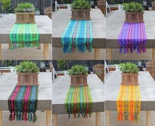 Mexican Rebozo Serape Aztec Table Runner 80" by 14". Choose from many colors