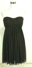 Calvin Klein Strapless Dress Sz 14 Dark Brown Stretch Chiffon Fit Flare NWOT