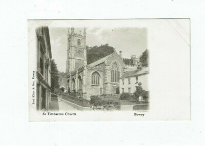 KORNISCHE POSTKARTE FRÜHER GEDRUCKT VON ST. FIMBARRUS KIRCHE FOWEY VON FRED KITTO & SOHN