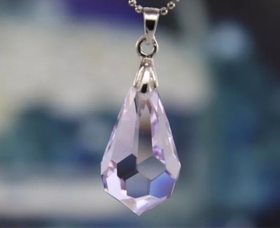 COLGANTE LÁGRIMA CRISTAL DE SWAROVSKI LILA Y PLATA DE LEY JOYA DE ALTA CALIDAD