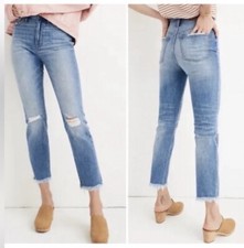 Madewell The Perfect Vintage Jean Size 26 High Rise Blue Distress Fray Hem