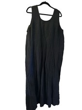 Flax Linen Market Dress, Black Maxi, Sleeveless, Minimalist, Tagged L, Fits XL