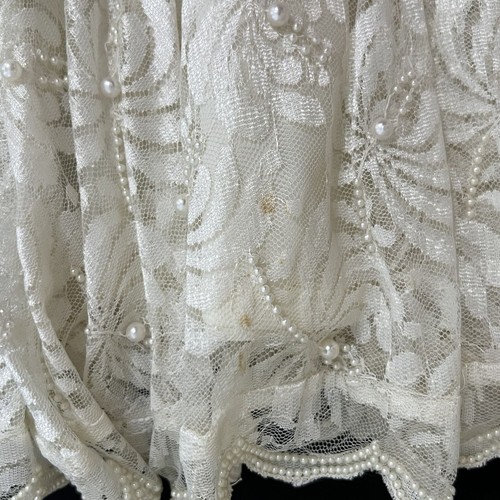 VTG Y2K Womans M Ivory Beaded Lace Wedding Gown Pearls Embroidery Laurence Kazar - Picture 18 of 18