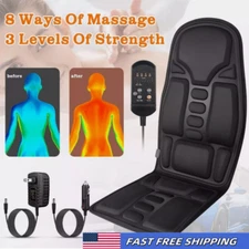 New 8 Modes Massage Cushion Full Back Car Chair Seat Pad Mat Heat Massager
